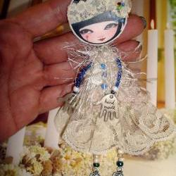 Doll Brooch , OOAK Brooch "Dotty Doll". Opera Girl.